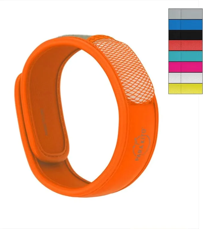 PARA'KITO Mosquito Insect & Bug Protection Wristband - Mosquito Stickers, Bug Spray Alternative Essentials for Beach, Camping, Desert Hiking, Christmas Bonfires - Natural Essential Oils (Orange)