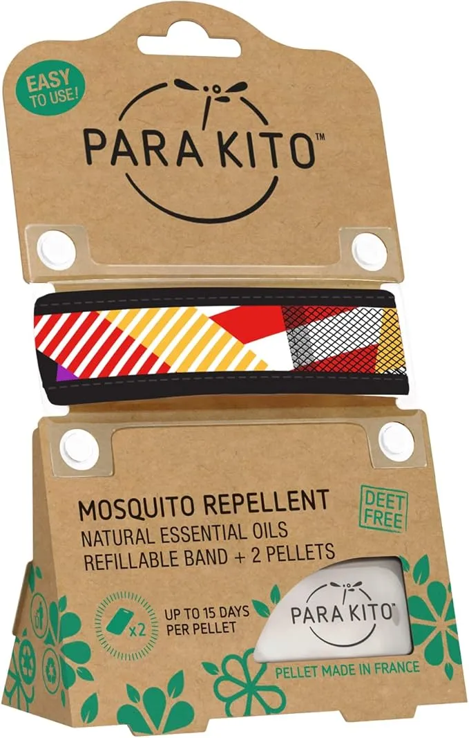 PARA'KITO Mosquito Insect & Bug Protection Wristband - Mosquito Stickers, Bug Spray Alternative - Summer Essentials, Beach Accessories, Hiking & Camping Essentials - Natural Essential Oils (Geometric)