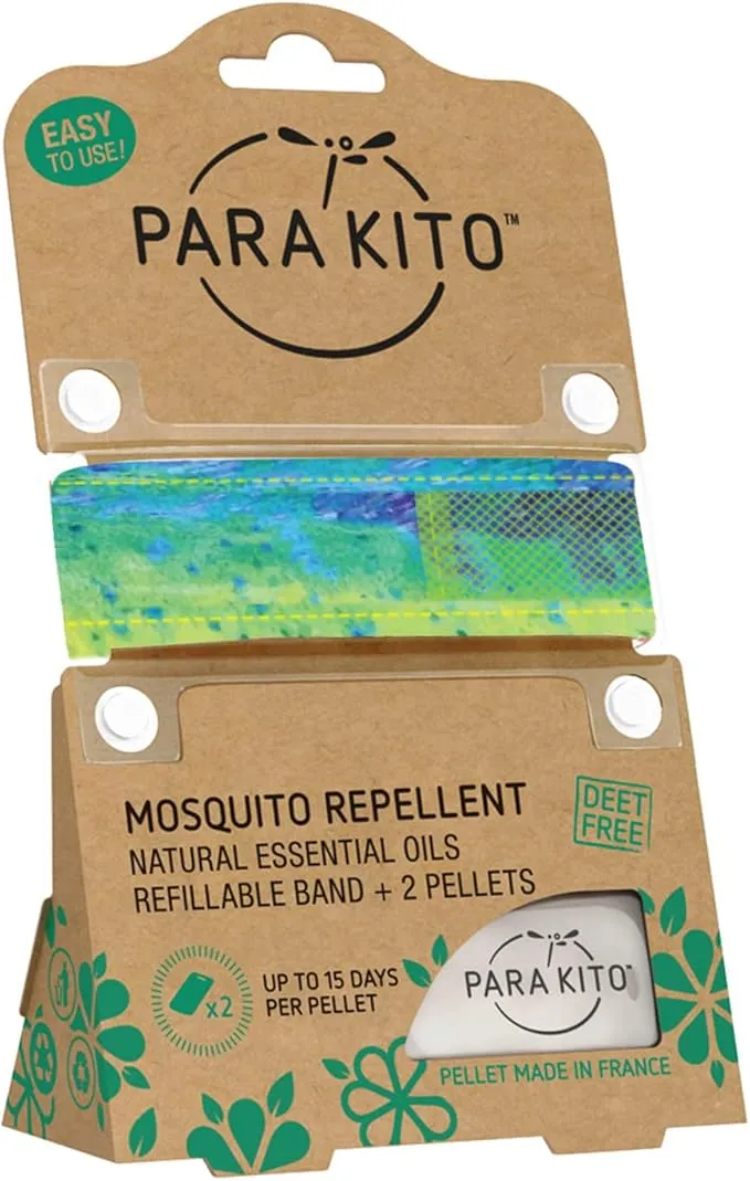 PARA'KITO Mosquito Insect & Bug Protection Wristband - Mosquito Stickers, Bug Spray Alternative - Summer Essentials, Beach Accessories, Hiking & Camping Essentials - Natural Essential Oils (Mahi-Mahi)