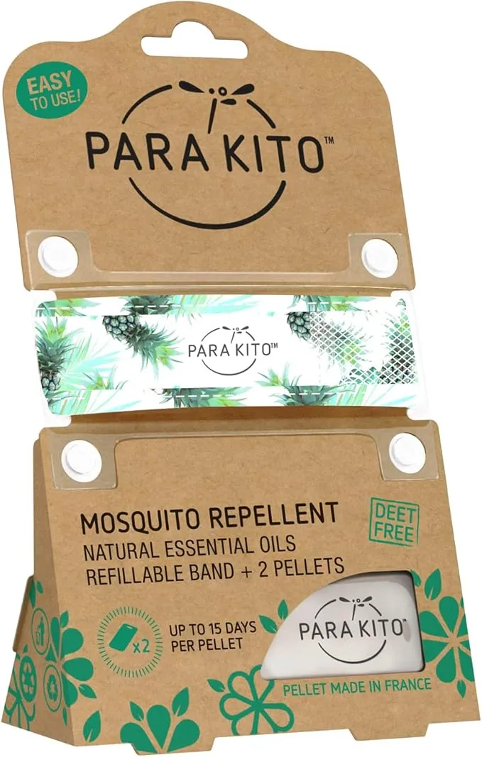 PARA'KITO Mosquito Insect & Bug Protection Wristband - Mosquito Stickers, Bug Spray Alternative - Summer Essentials, Beach Accessories, Hiking & Camping Essentials - Natural Essential Oils (Pineapple)