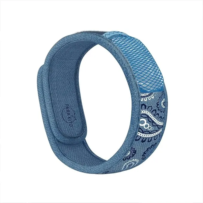 PARA'KITO Mosquito Insect & Bug Protection Wristband - Mosquito Stickers, Bug Spray Alternative - Summer Essentials, Beach Accessories, Hiking, Camping Essentials - Natural Essential Oils (Blue Jeans)