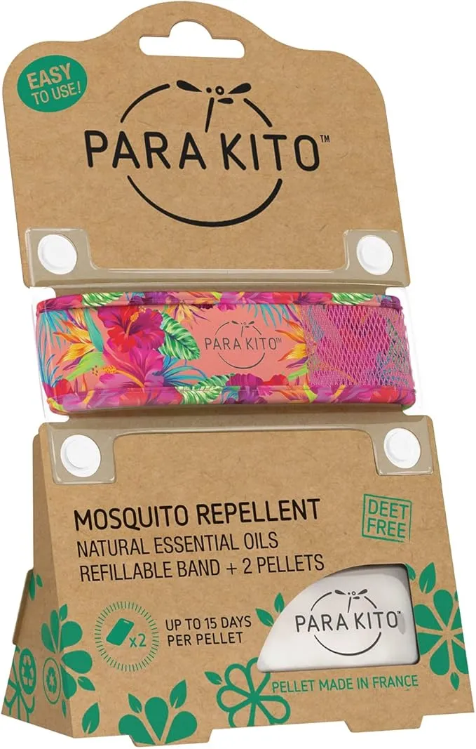 PARA'KITO Mosquito Insect & Bug Protection Wristband - Mosquito Stickers, Bug Spray Alternative - Summer Essentials, Beach Accessories, Hiking, Camping Essentials - Natural Essential Oils (Summertime)