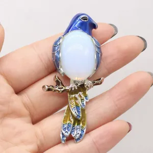 Parrot brooch silver plated high end design celebrity broach vintage look pin a3