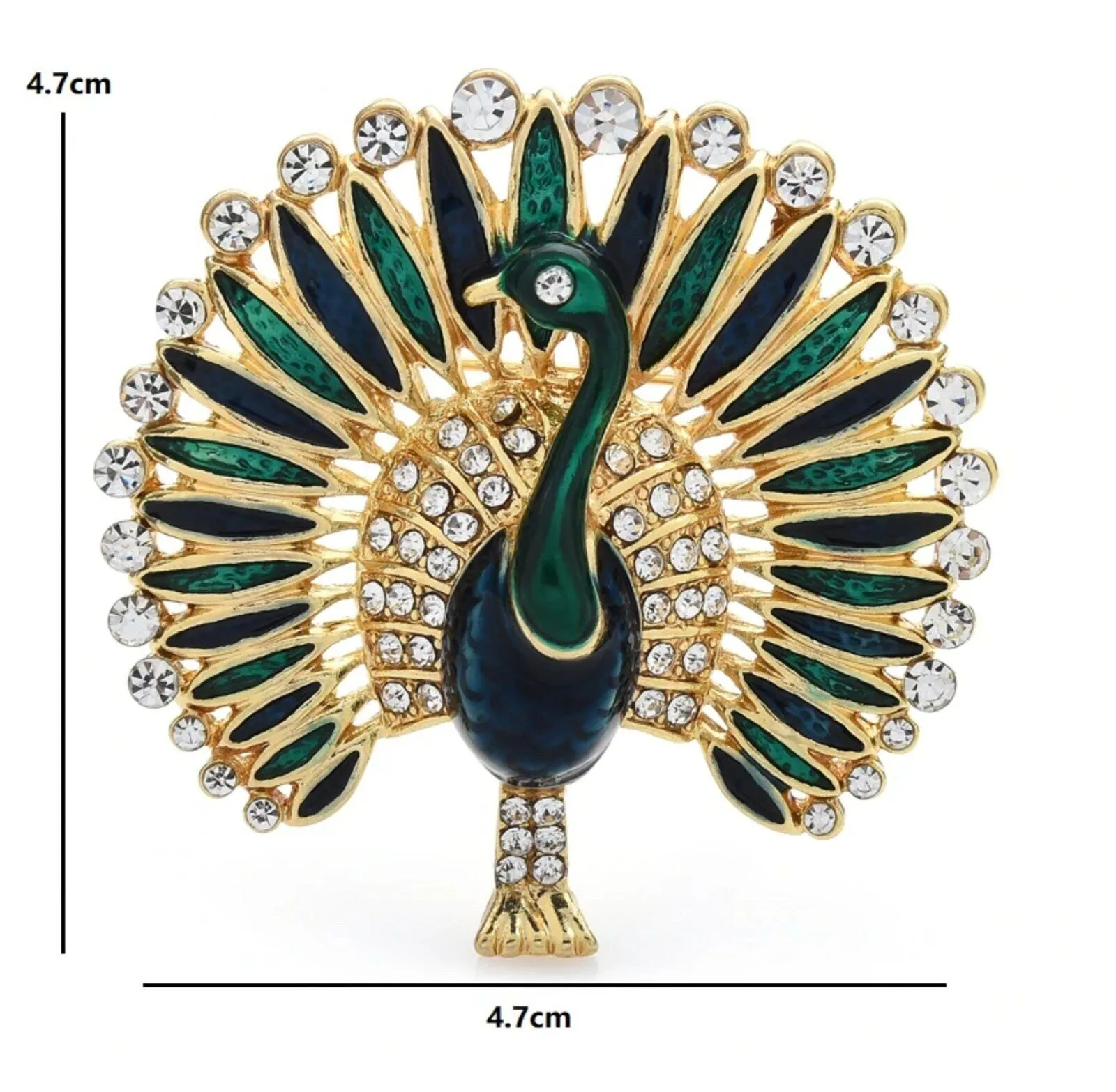Peacock brooch gold plated broach colourful stones celebrity design queen pin s3