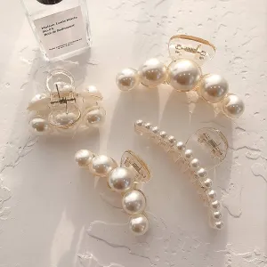 Pearl Hair Clips for Women Girl, Large Small Hair Claw Clip Strong Hold,Big Banana Jaw Clip Barrettes Nonslip,Birthday Valentine'S Day Wedding Gift for Thick Thin Curly Hair(4 Size)