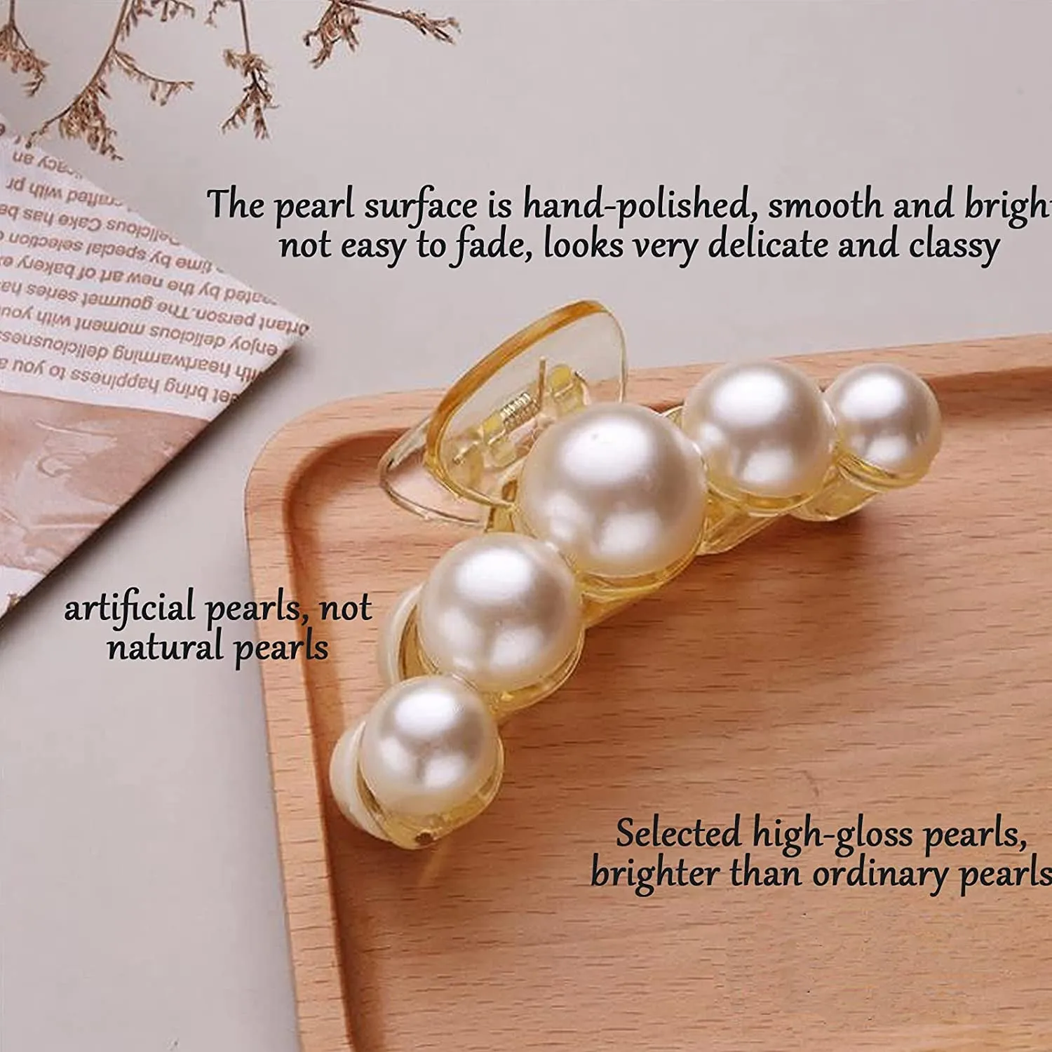 Pearl Hair Clips for Women Girl, Large Small Hair Claw Clip Strong Hold,Big Banana Jaw Clip Barrettes Nonslip,Birthday Valentine'S Day Wedding Gift for Thick Thin Curly Hair(4 Size)