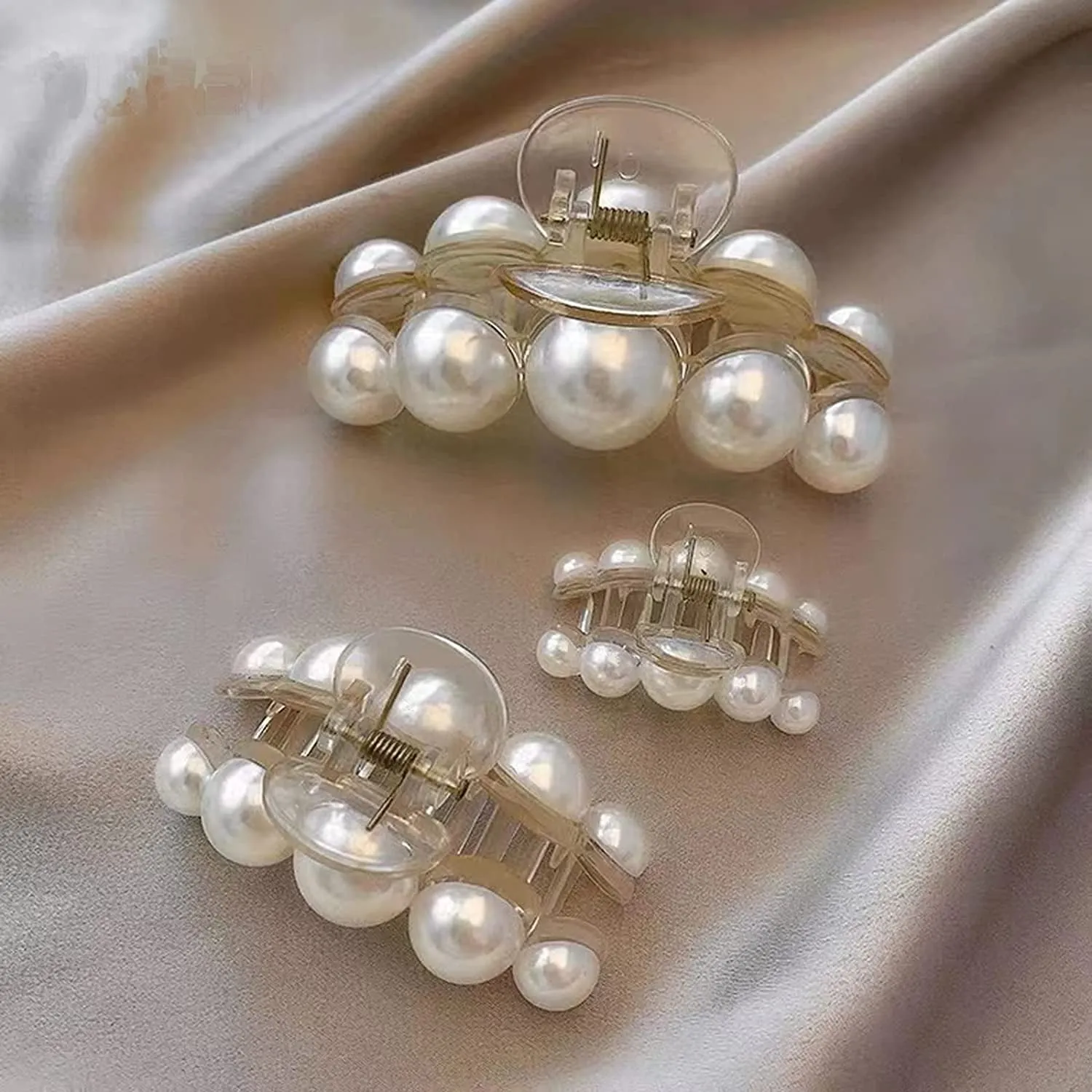 Pearl Hair Clips for Women Girl, Large Small Hair Claw Clip Strong Hold,Big Banana Jaw Clip Barrettes Nonslip,Birthday Valentine'S Day Wedding Gift for Thick Thin Curly Hair(4 Size)