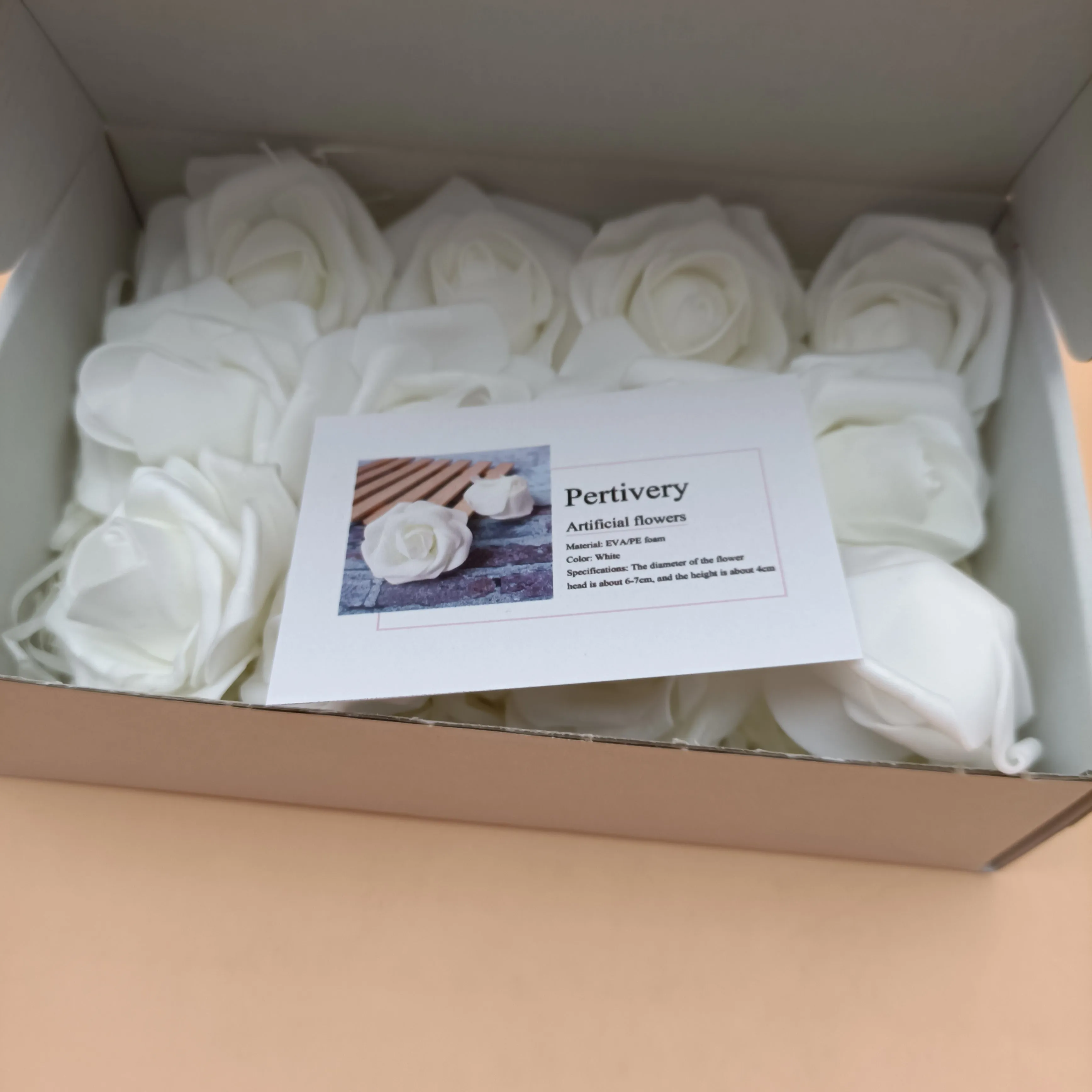 Pertivery Artificial flowers,12Pcs Real Looking White Foam Fake flowers For DIY,Cake Decor,Party,Baby Shower,Home,Outdoor