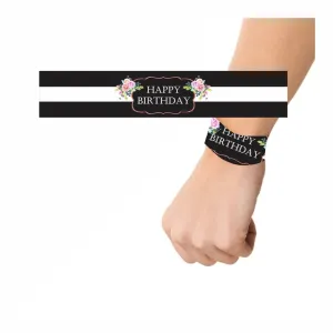 Pink and Black 30th Birthday Theme Wrist Bands - Pack of 10