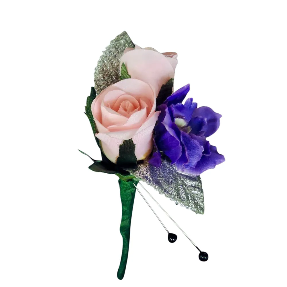 Pink and Purple Silk Boutonniere