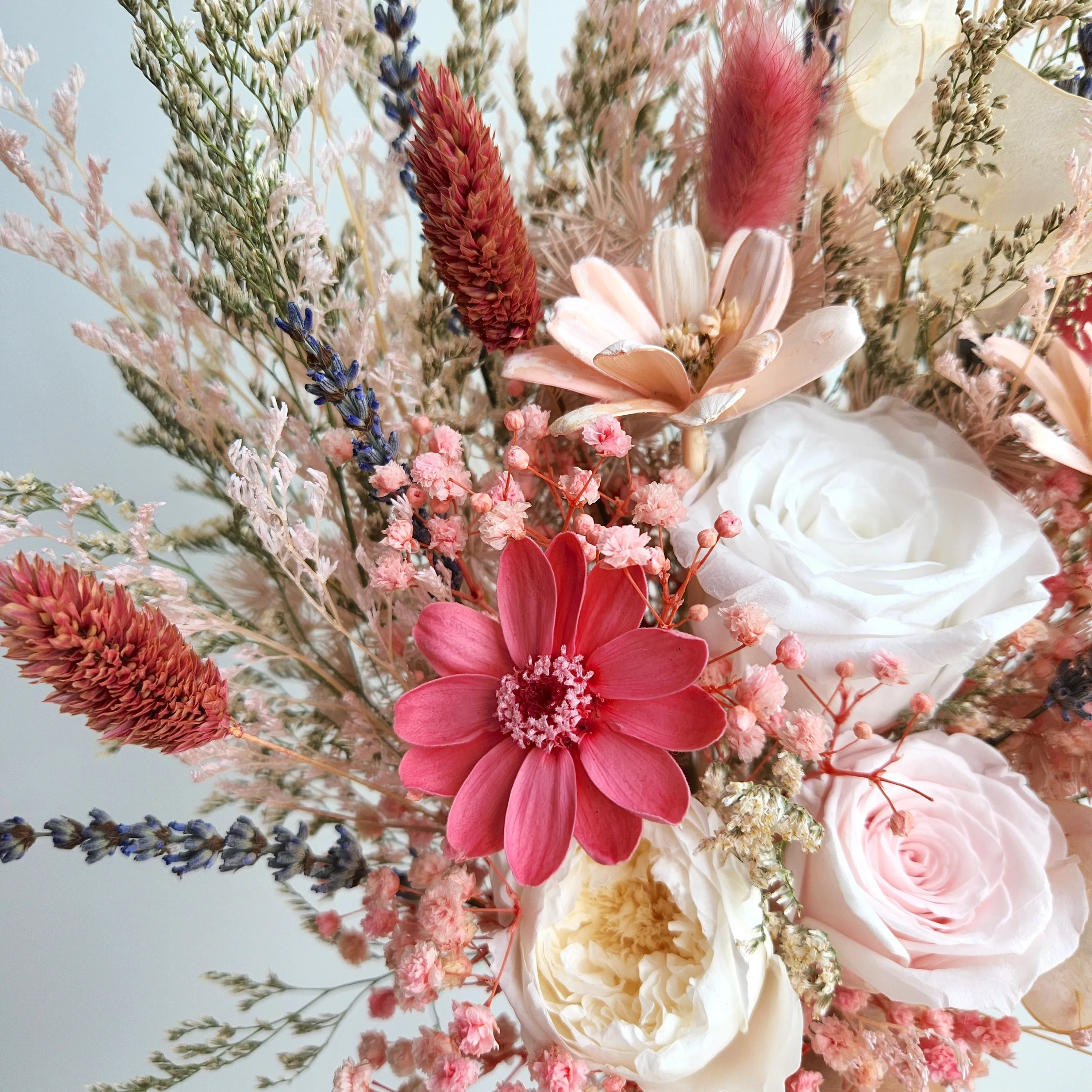 Pink Dried Flower Bouquet, Wedding Bouquet, Wedding Floral Arrangement