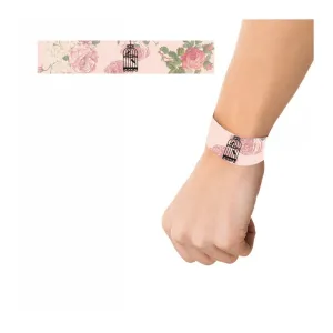 Pink Floral and Bird Cage Wrist Bands - Pack of 10
