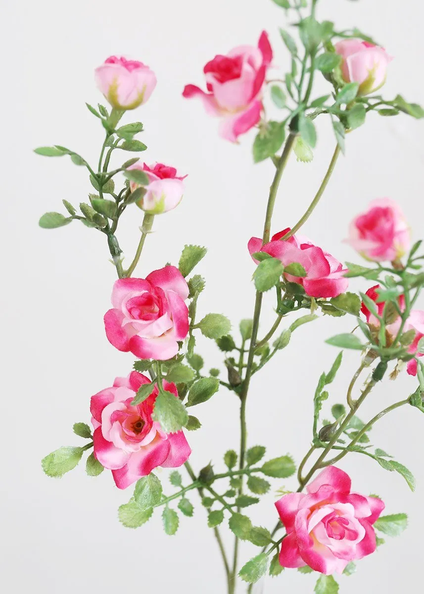 Pink Fuchsia Fake Mini Roses - 26.5" Tall