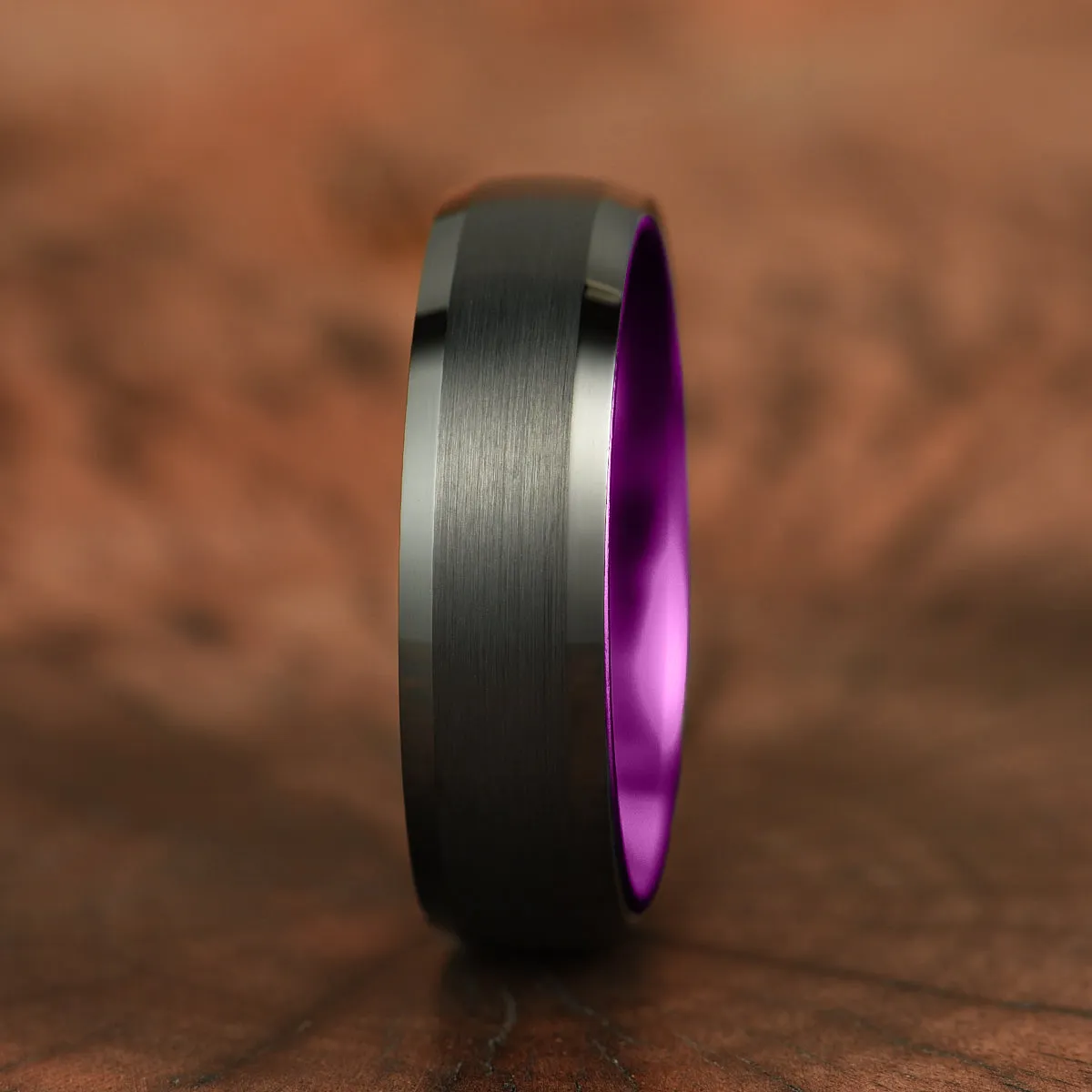 Pristine Passion Purple Interior Tungsten Wedding Band 6MM