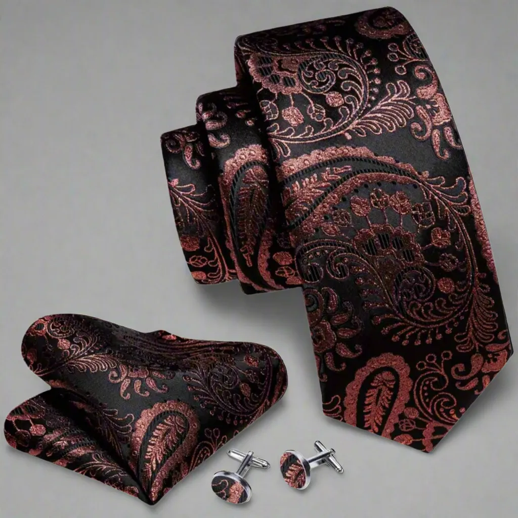 Red Bronze Black Necktie Set