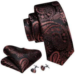 Red Bronze Black Necktie Set
