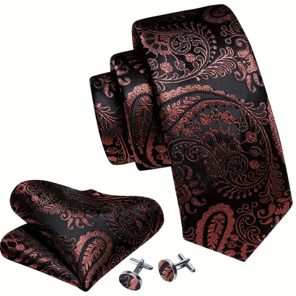 Red Bronze Black Necktie Set