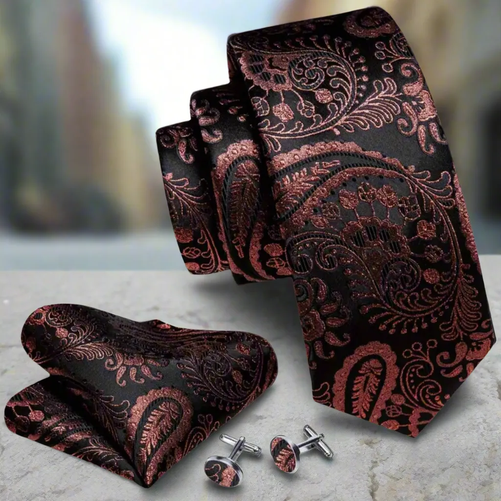 Red Bronze Black Necktie Set