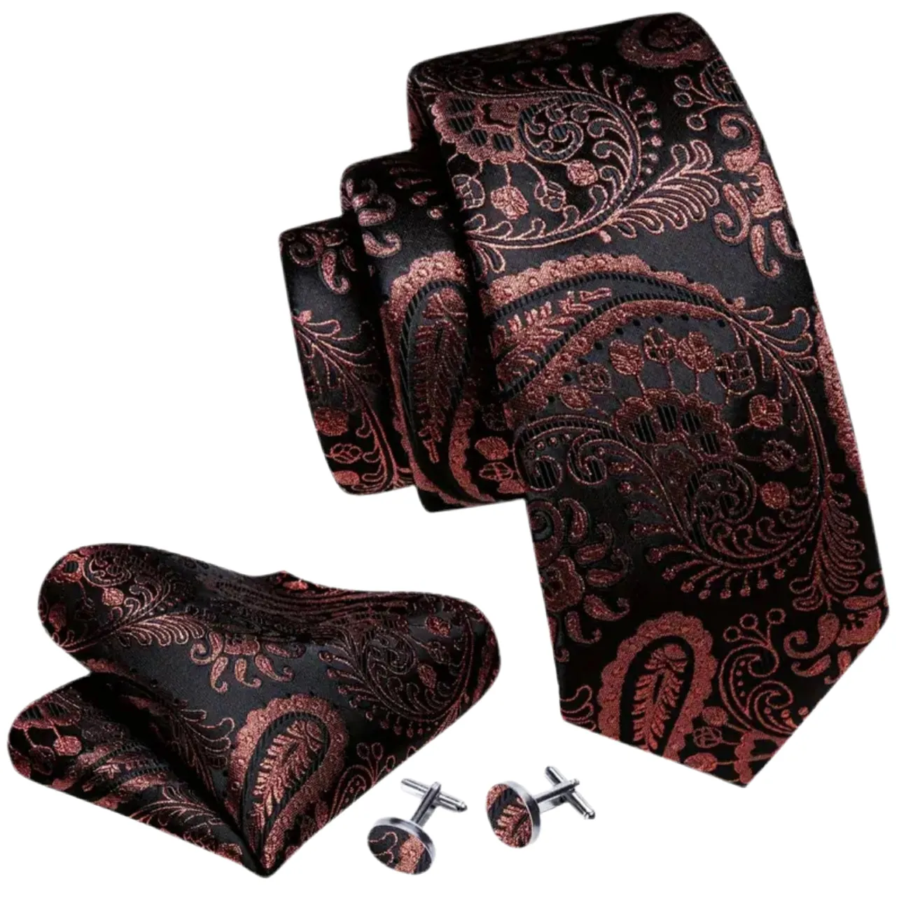 Red Bronze Black Necktie Set