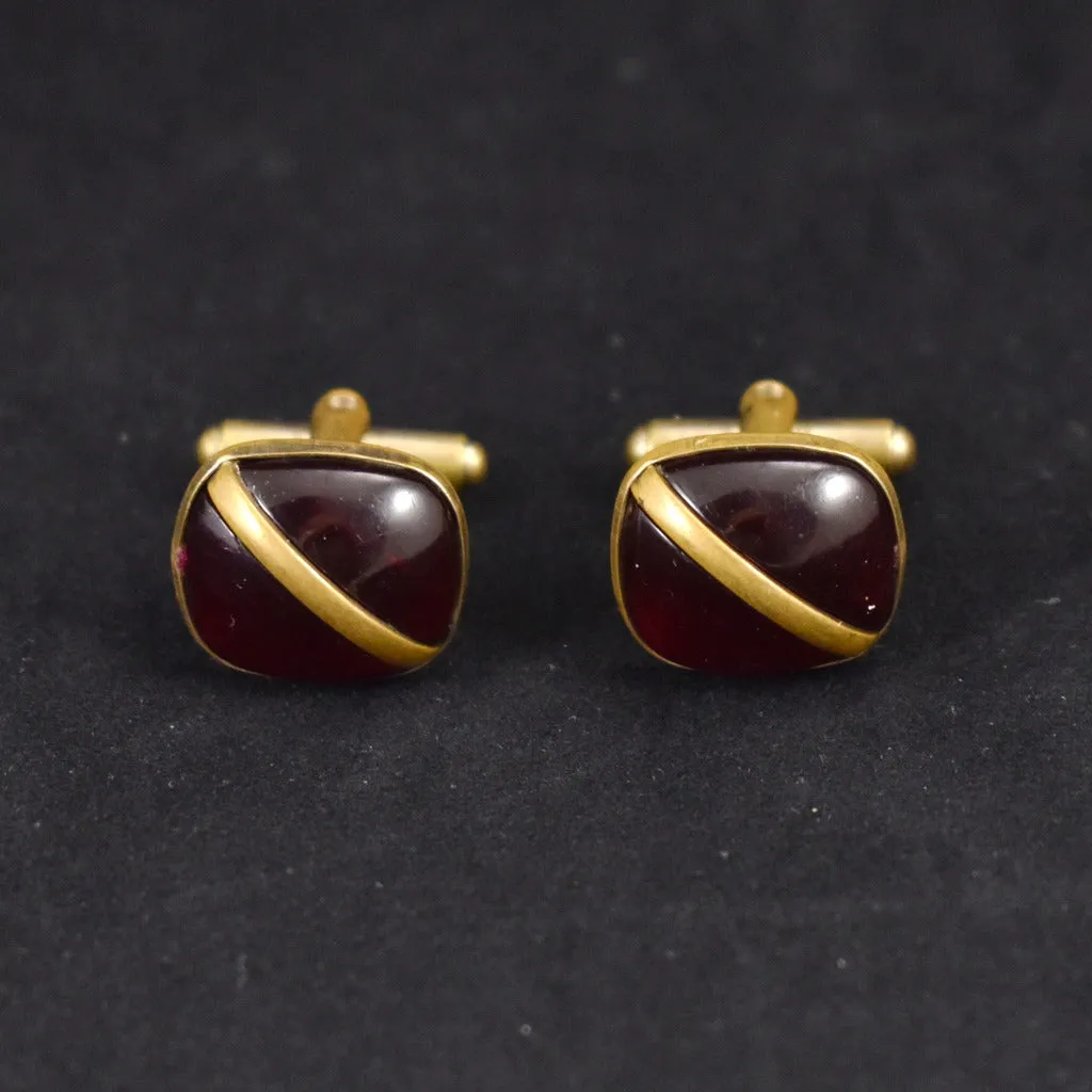 Red Diagonal Stripe Cufflinks