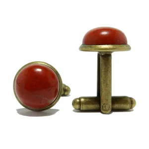 Red Jasper Cufflinks Energizing Stone Antiqued Bronze
