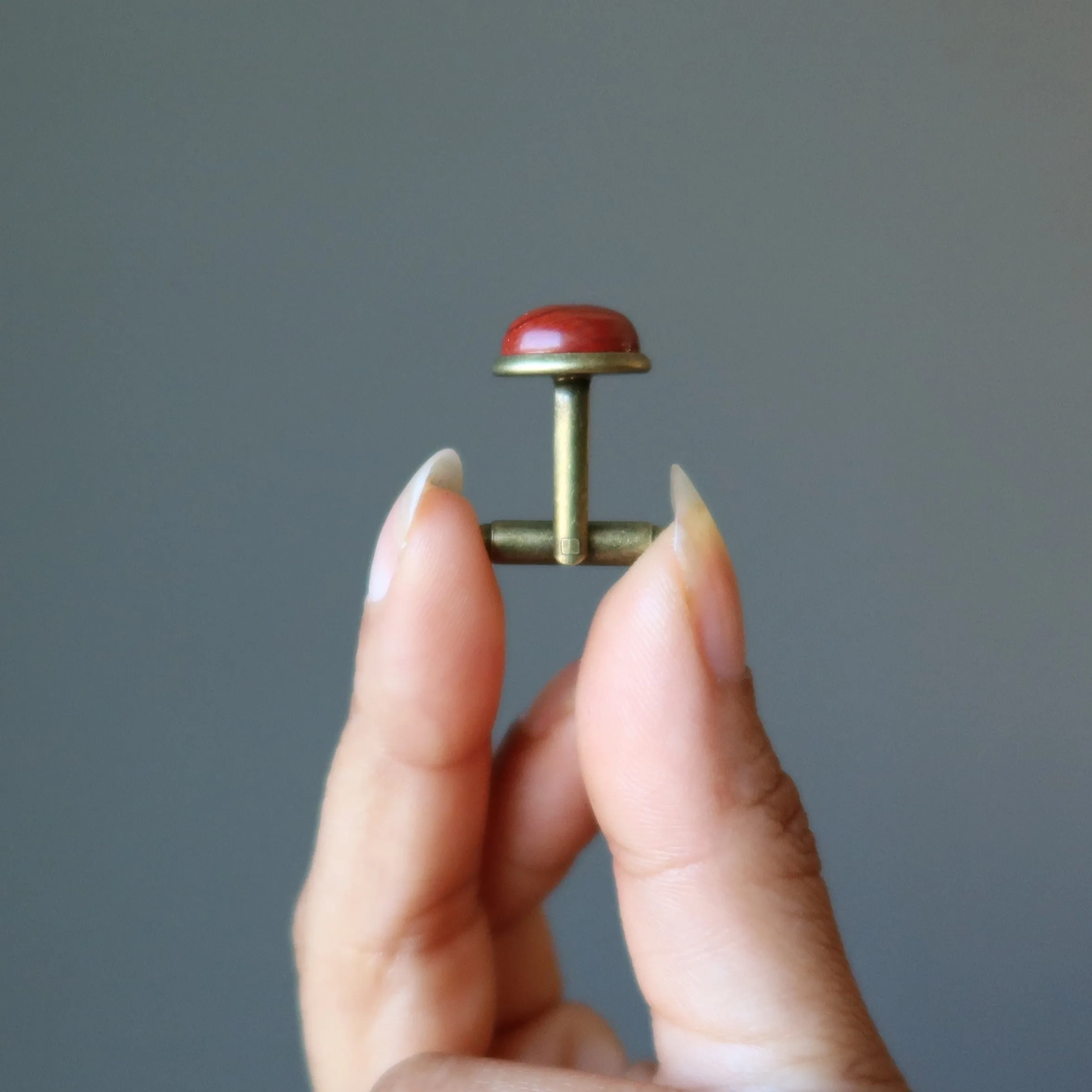 Red Jasper Cufflinks Energizing Stone Antiqued Bronze