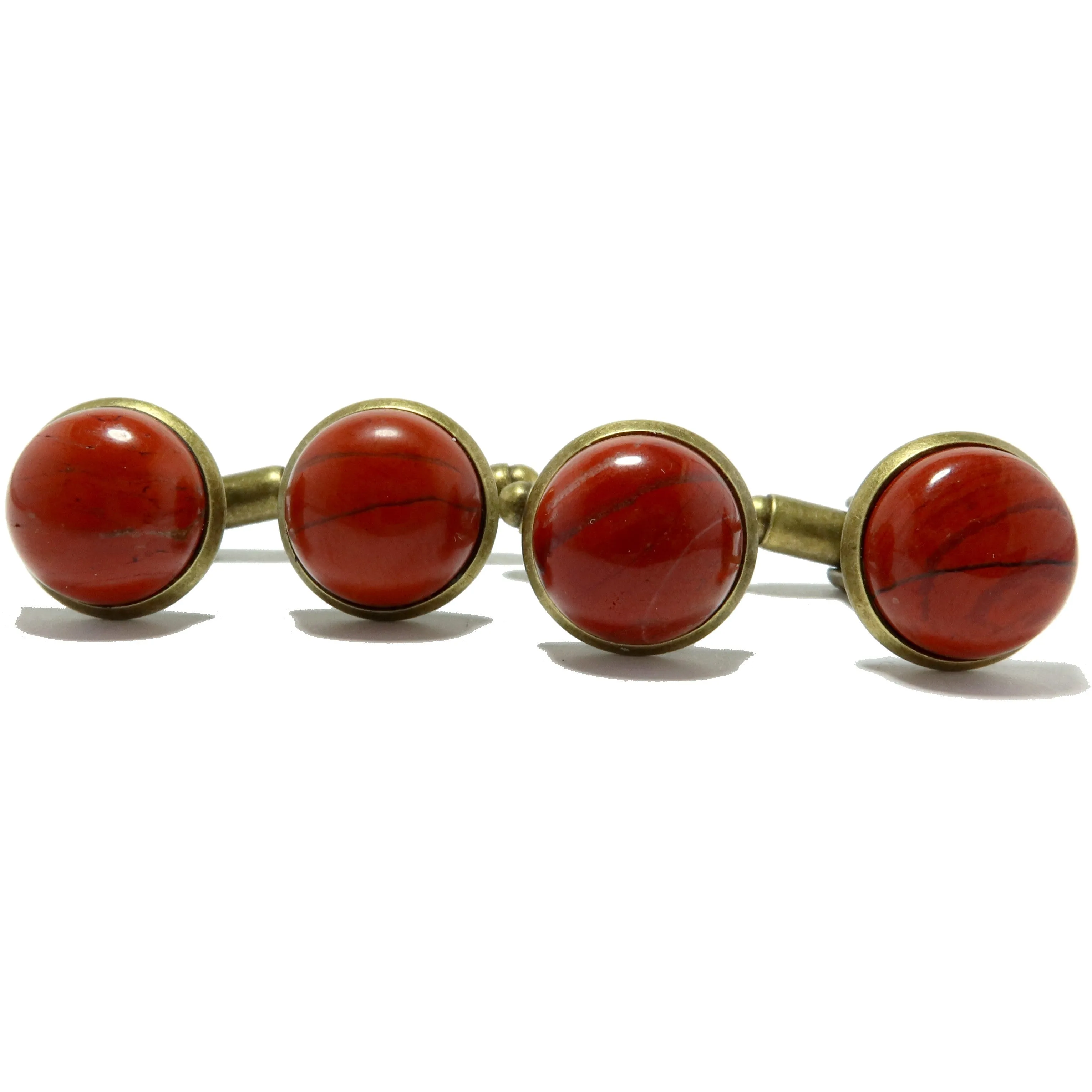 Red Jasper Cufflinks Energizing Stone Antiqued Bronze