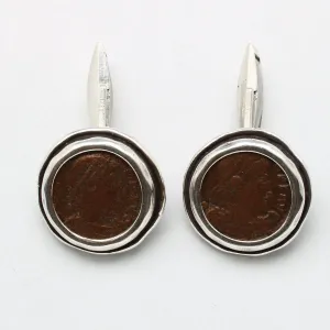 Roman Bronze Coins, Silver Cufflinks, 00231