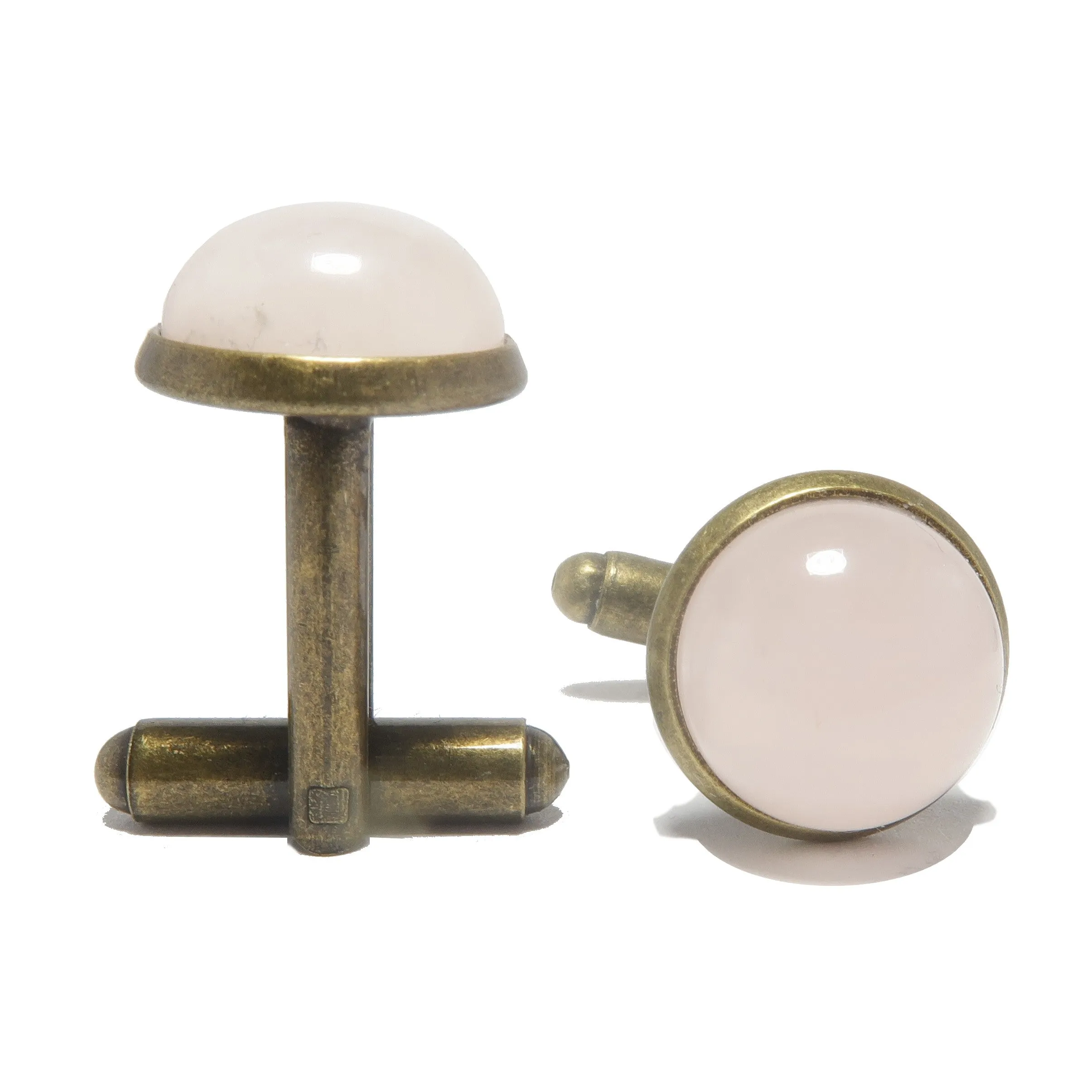 Rose Quartz Cufflinks Pink Antiqued Bronze