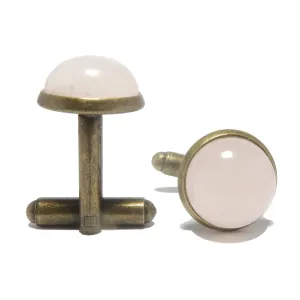 Rose Quartz Cufflinks Pink Antiqued Bronze