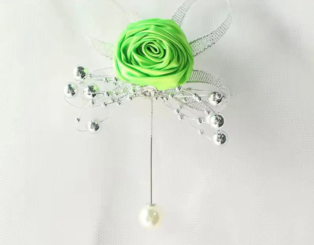 Rose Silk Rhinestone Boutonnieres for Groomsmen – Elegant Wedding Accessories
