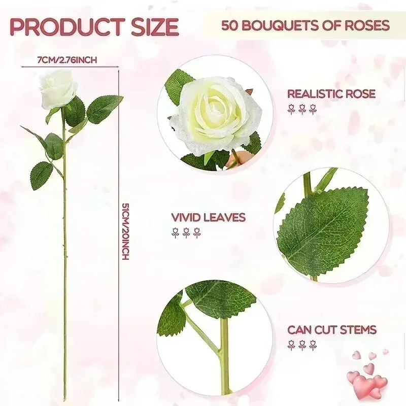 RoseBliss™ – 50 Pcs Real-Look Silk Roses for Any Occasion!