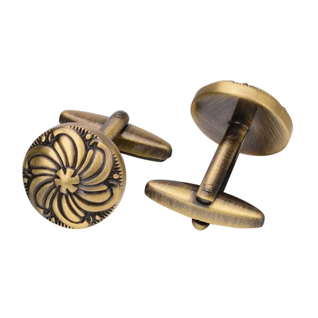 Round Antique Bronze Cufflinks for Men