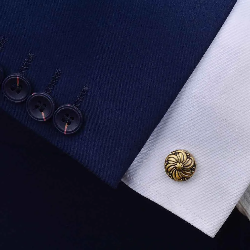 Round Antique Bronze Cufflinks for Men