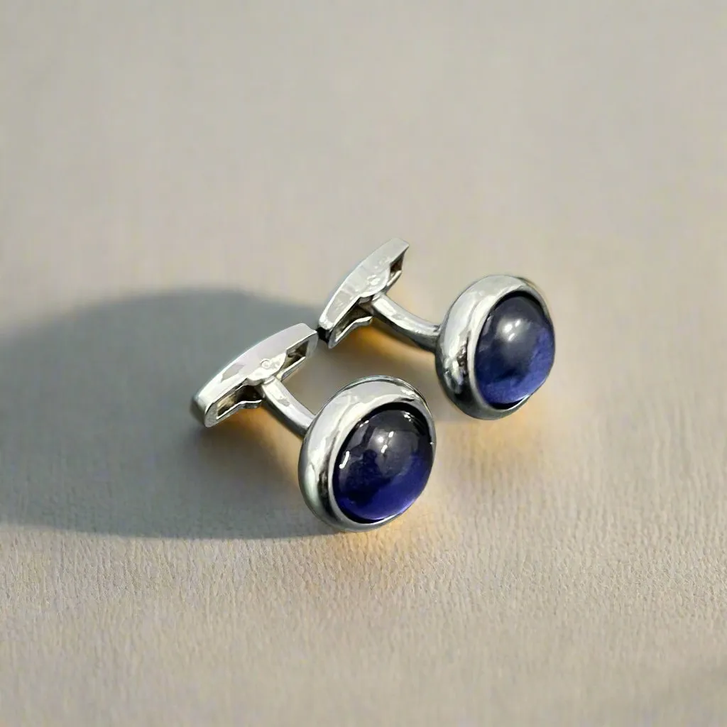 Rounded Stone Colored Alloy Cufflinks