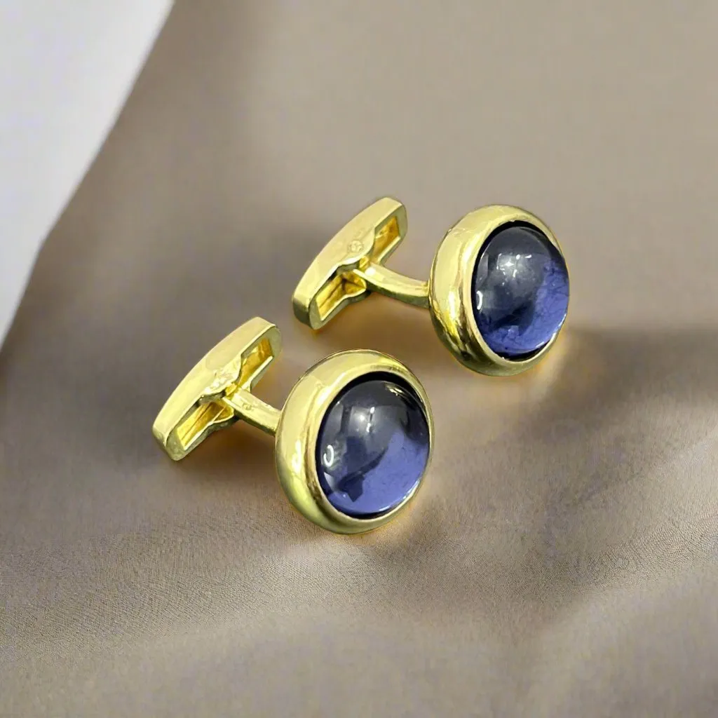Rounded Stone Colored Alloy Cufflinks