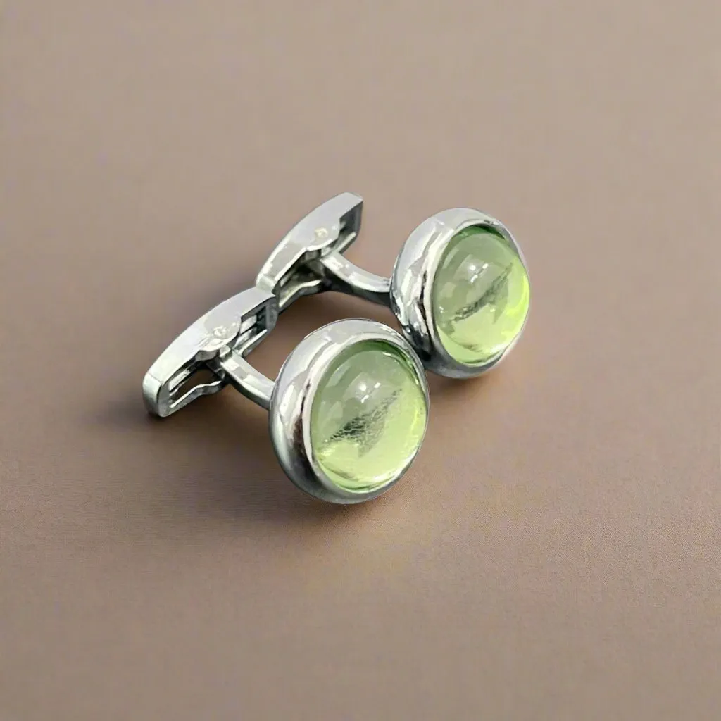Rounded Stone Colored Alloy Cufflinks
