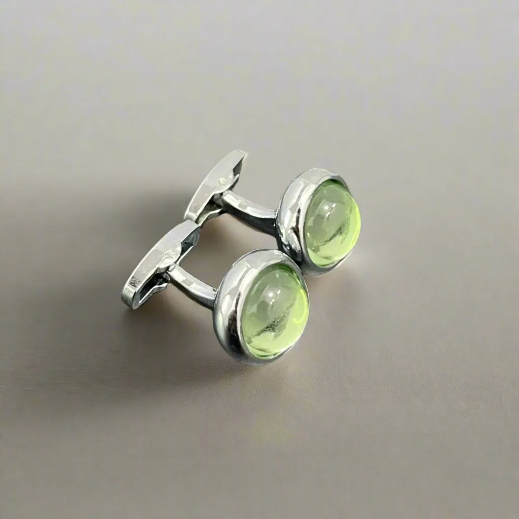 Rounded Stone Colored Alloy Cufflinks