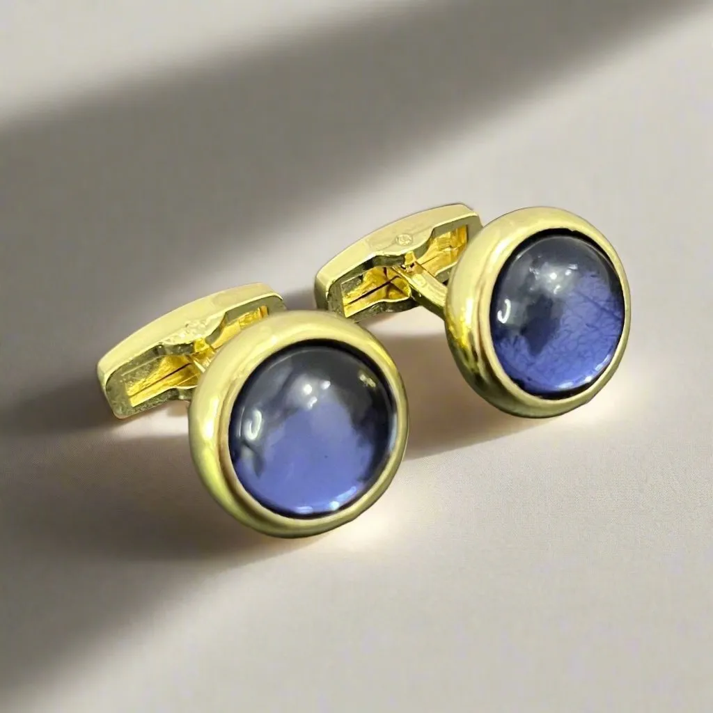 Rounded Stone Colored Alloy Cufflinks