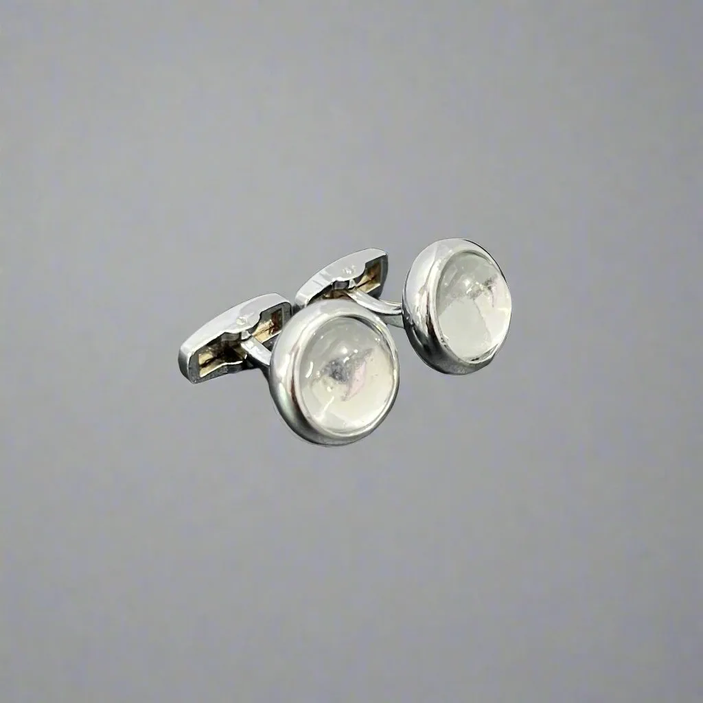 Rounded Stone Colored Alloy Cufflinks