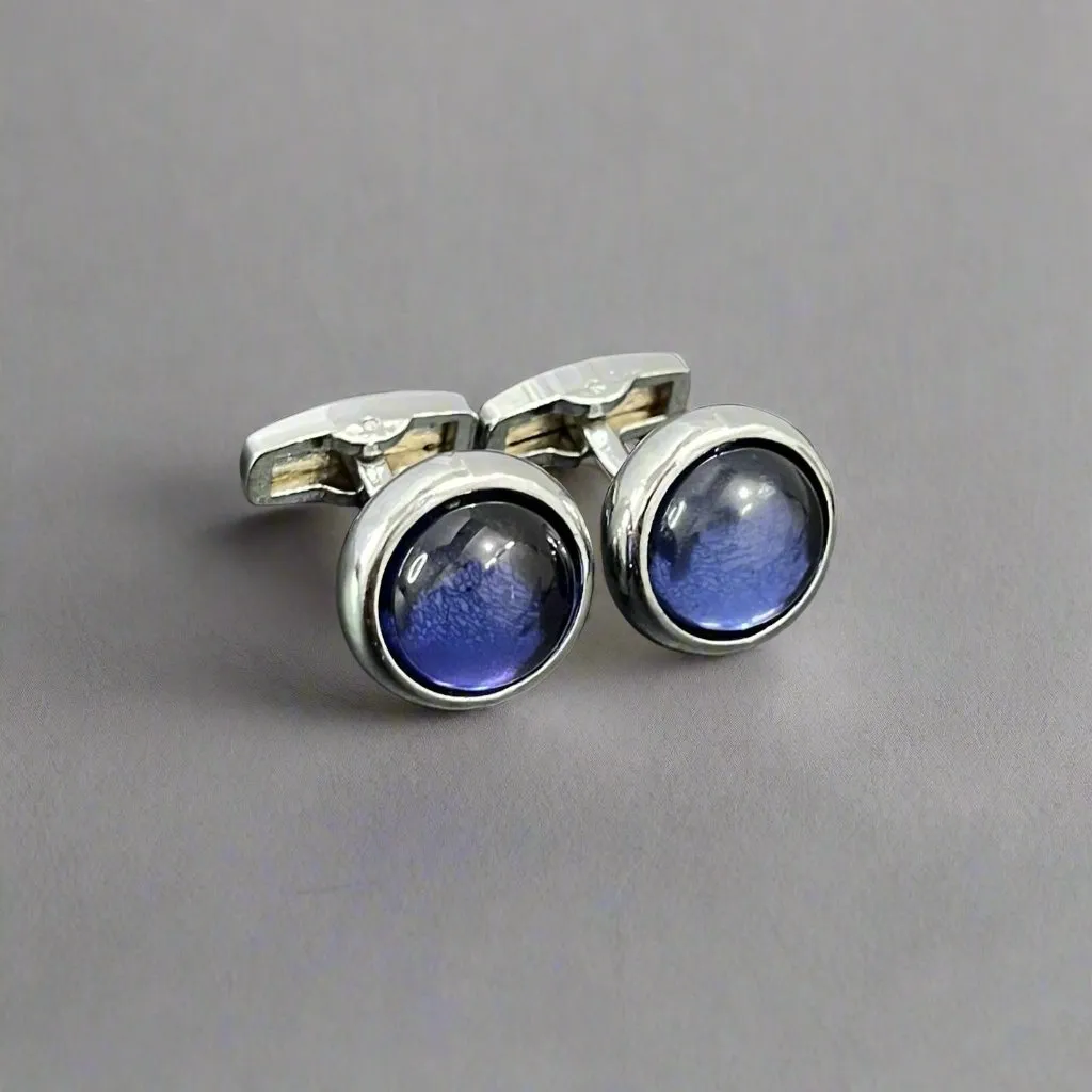 Rounded Stone Colored Alloy Cufflinks