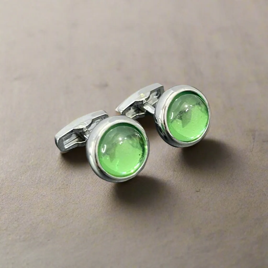 Rounded Stone Colored Alloy Cufflinks