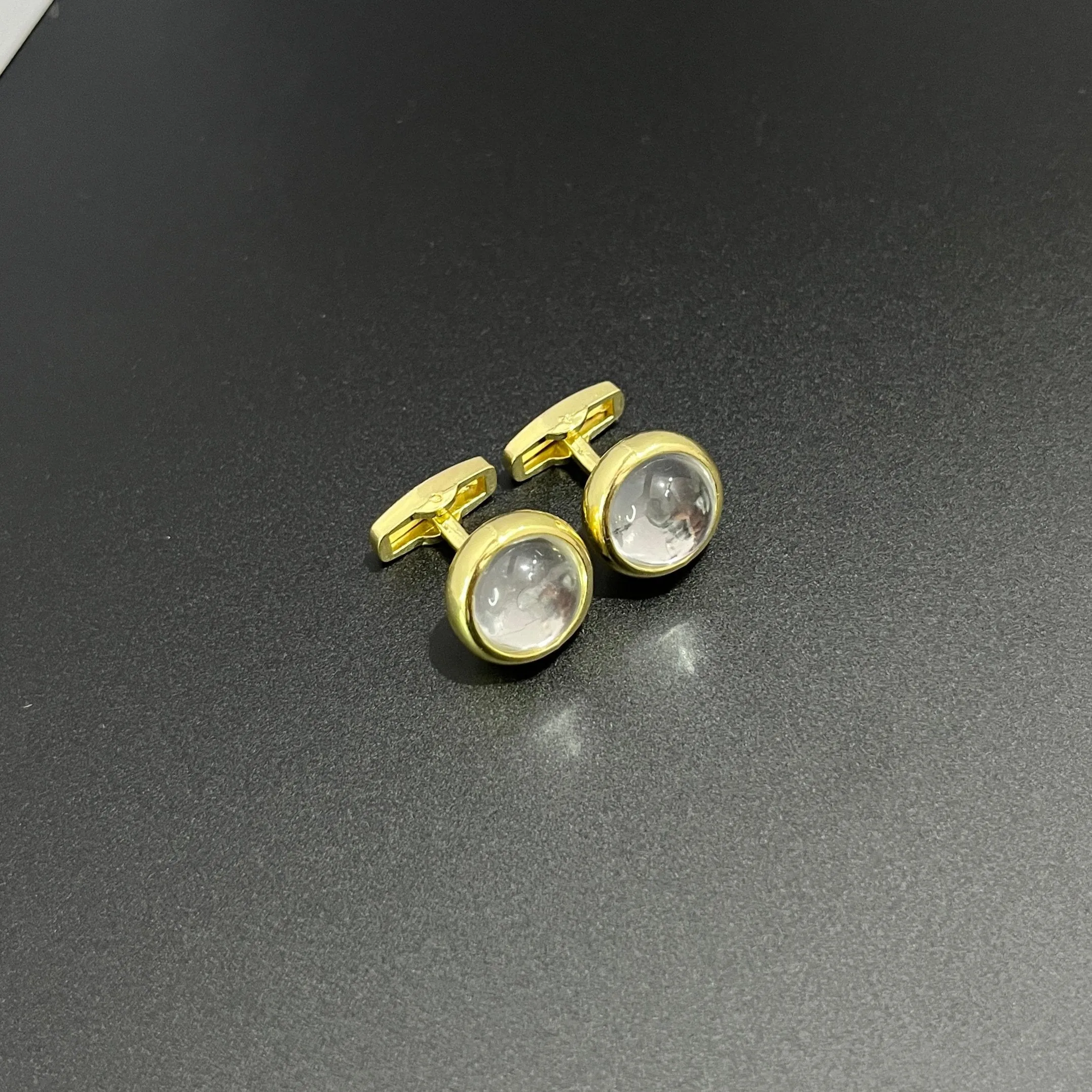 Rounded Stone Colored Alloy Cufflinks