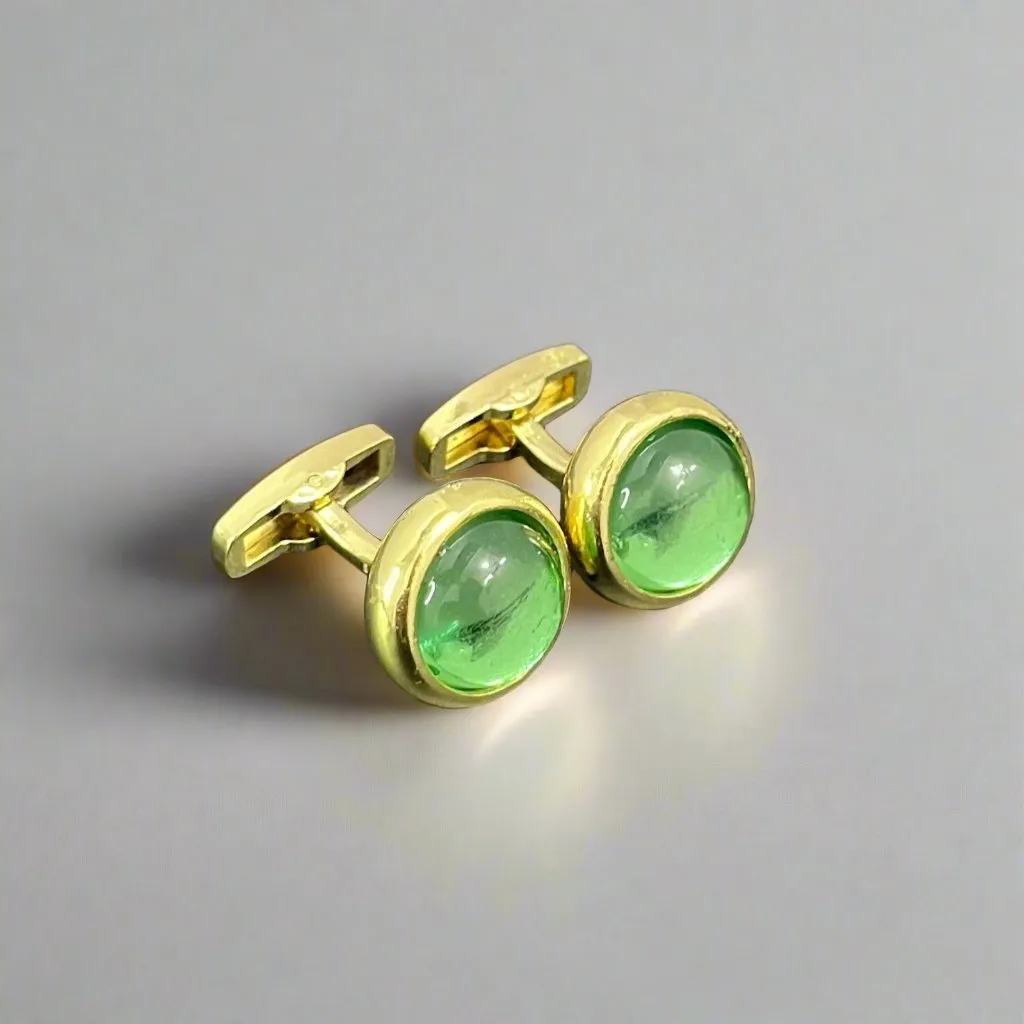Rounded Stone Colored Alloy Cufflinks