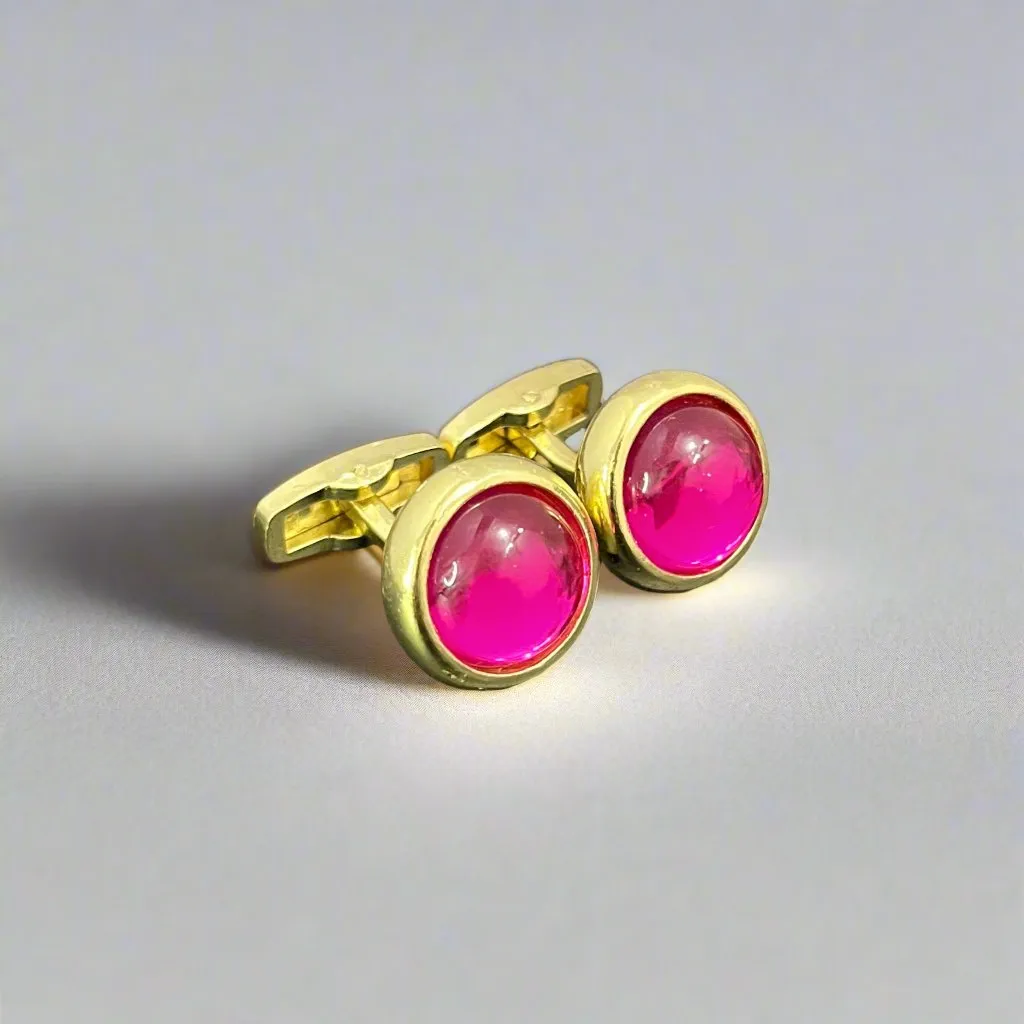 Rounded Stone Colored Alloy Cufflinks