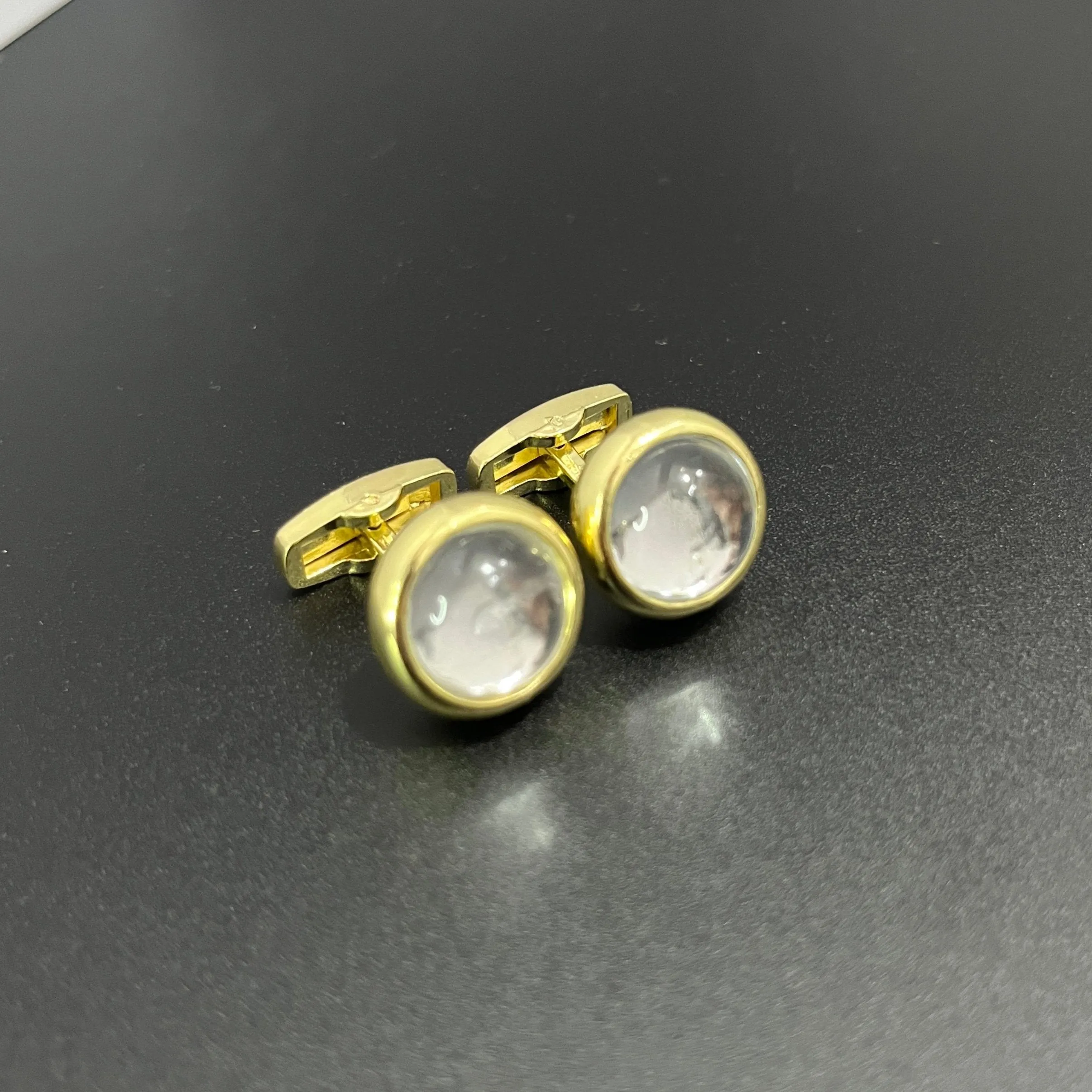 Rounded Stone Colored Alloy Cufflinks