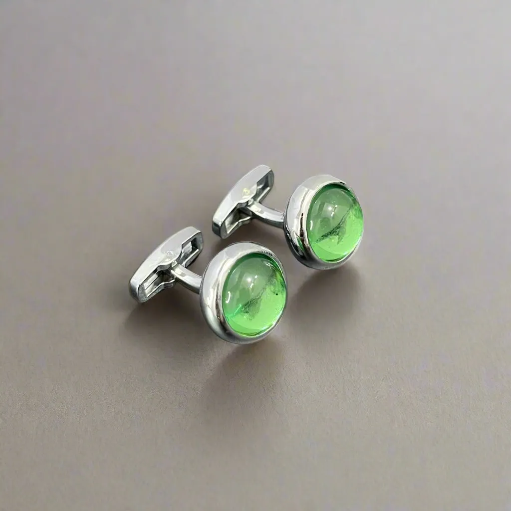 Rounded Stone Colored Alloy Cufflinks