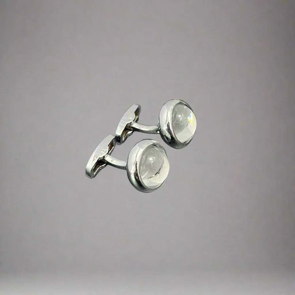 Rounded Stone Colored Alloy Cufflinks