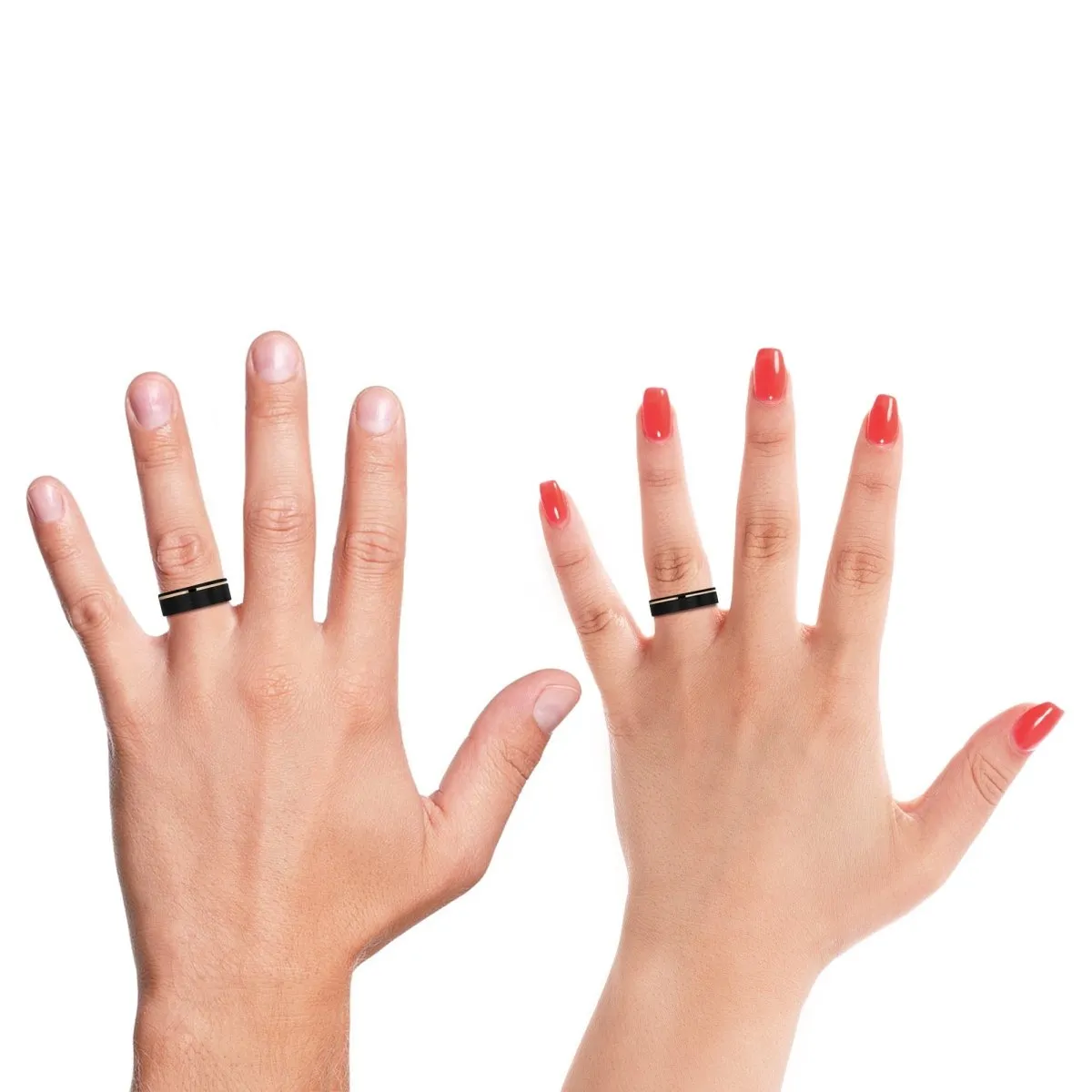 ROYALTY | Green Ring, Black Tungsten Ring, Rose Gold Offset Groove, Brushed, Flat