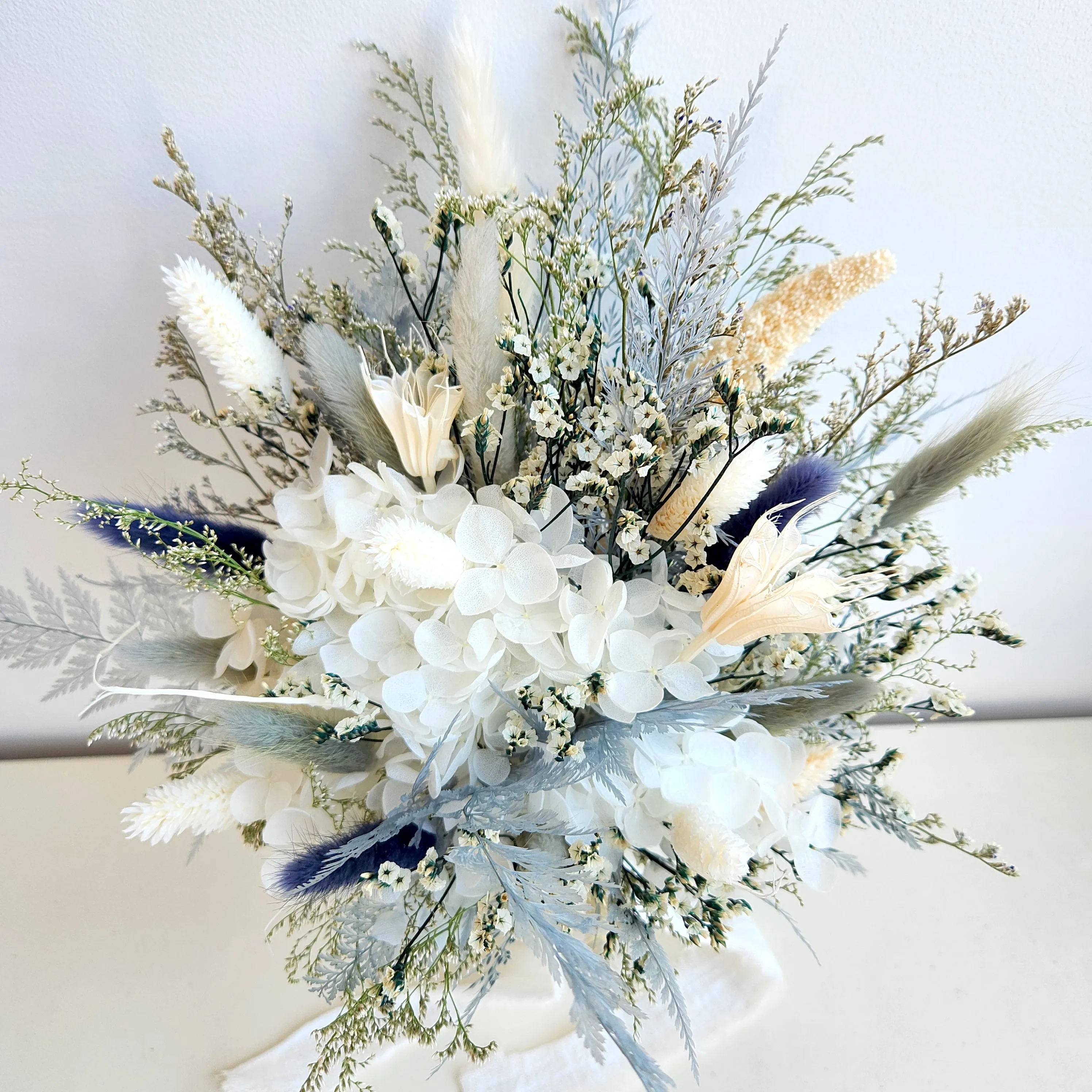Rustic Dusty Blue Dried Flower Bouquet, Wedding & Event Decoration